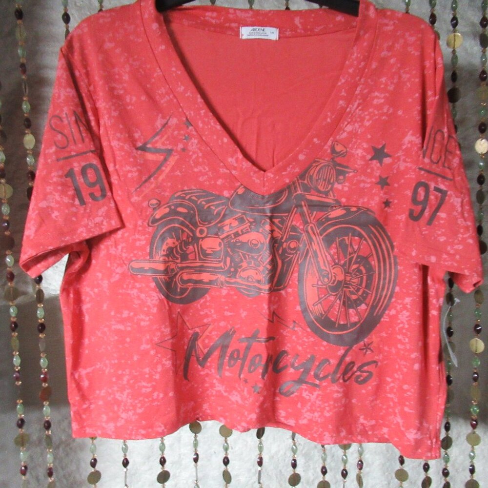Ardene V Neck Motorcycle Crop Top Size M or L